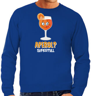Bellatio Decorations Apres ski sweater voor heren - aperol supertoll - blauw - apres ski/wintersport - aperol spritz L