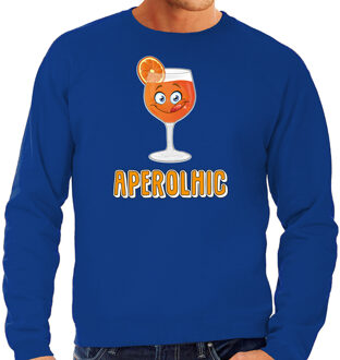 Bellatio Decorations Apres ski sweater voor heren - aperolhic - blauw - aperol spritz - wintersport - alcoholic XL