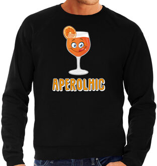 Bellatio Decorations Apres ski sweater voor heren - aperolhic - zwart - aperol spritz - wintersport - alcoholic M