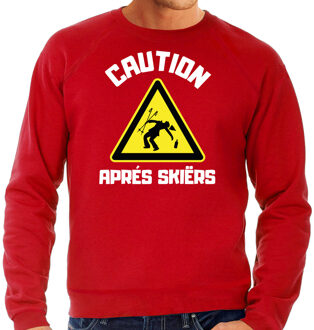 Bellatio Decorations Apres ski sweater voor heren - apres ski waarschuwing - rood - winter trui 2XL