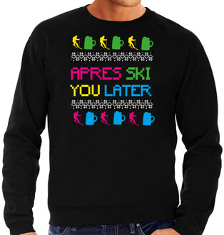 Bellatio Decorations Apres ski sweater voor heren - apres ski you later - zwart - kleurrijk - wintersport 2XL