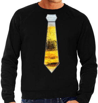 Bellatio Decorations Apres ski sweater voor heren - bier stropdas - zwart - wintersport - snowboarden