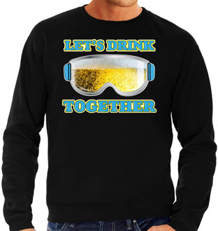 Bellatio Decorations Apres ski sweater voor heren - Lets drink together - zwart - wintersport - skien/snowboarden 2XL