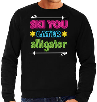 Bellatio Decorations Apres ski sweater voor heren - ski you later alligator - zwart - wintersport