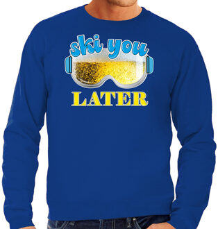 Bellatio Decorations Apres ski sweater voor heren - ski you later - blauw - bier/beer - wintersport L