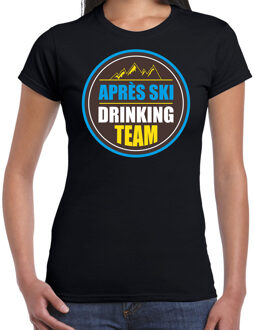 Bellatio Decorations Apres ski t-shirt Apres ski drinking team zwart dames - Wintersport shirt - Foute apres ski outfit