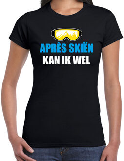 Bellatio Decorations Apres ski t-shirt - Apres skieen kan ik wel - zwart - dames - Wintersport - Foute outfit S