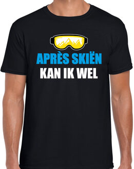 Bellatio Decorations Apres ski t-shirt - Apres skieen kan ik wel - zwart - heren - Wintersport - Foute apres ski outfit L