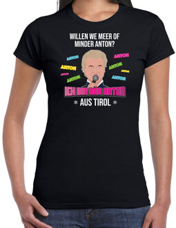 Bellatio Decorations Apres ski t-shirt dames - meer of minder Anton - zwart - wintersport -Wilders L