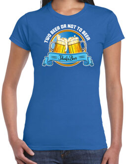 Bellatio Decorations Apres ski t-shirt dames - two beer or not to beer - blauw - wintersport - bier 2XL