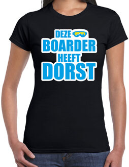 Bellatio Decorations Apres ski t-shirt Deze snowboarder heeft dorst zwart dames - Wintersport shirt - Foute apres ski ou XL