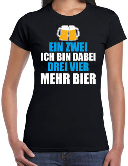 Bellatio Decorations Apres ski t-shirt Ein Zwei Drei Bier zwart dames - Wintersport shirt - Foute apres ski outfit 2XL