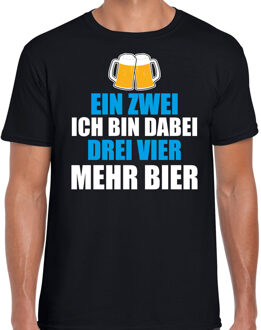 Bellatio Decorations Apres ski t-shirt - Ein Zwei Drei Bier - zwart - heren - Wintersport shirt - Foute apres ski outfit L