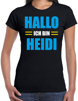 Bellatio Decorations Apres ski t-shirt Hallo ich bin Heidi zwart dames - Wintersport shirt - Foute apres ski outfit