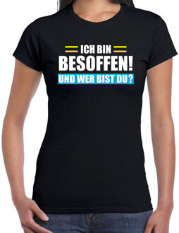 Bellatio Decorations Apres ski t-shirt Ich bin besoffen zwart dames - Wintersport shirt - Foute apres ski outfit