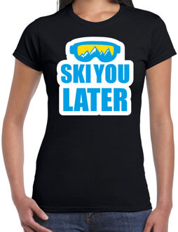 Bellatio Decorations Apres ski t-shirt Ski you later / Ski je later zwart dames - Wintersport shirt - Foute apres ski ou 2XL