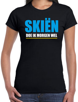 Bellatio Decorations Apres ski t-shirt Skien doe ik morgen wel zwart dames - Wintersport shirt - Foute apres ski outfit 2XL