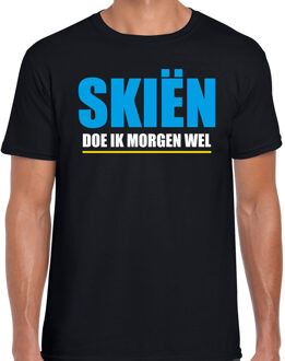 Bellatio Decorations Apres ski t-shirt Skien doe ik morgen wel zwart heren - Wintersport shirt - Foute apres ski outfit 2XL