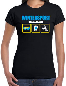 Bellatio Decorations Apres ski t-shirt to do list skieen zwart dames - Wintersport shirt - Foute apres ski outfit