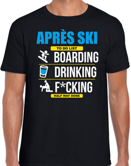 Bellatio Decorations Apres ski t-shirt to do list snowboarden zwart heren - Wintersport shirt - Foute apres ski outfit M
