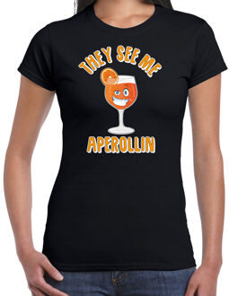 Bellatio Decorations Apres ski t-shirt voor dames - aperol spritz - zwart - apres ski/wintersport - skien M
