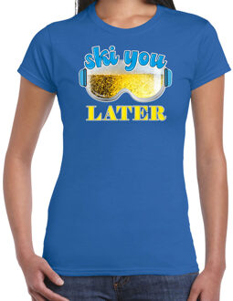 Bellatio Decorations Apres ski t-shirt voor dames - ski you later - blauw - bier/beer - wintersport 2XL