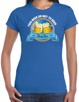 Bellatio Decorations Apres ski t-shirt voor dames - two beer or not to beer - blauw - wintersport - bier