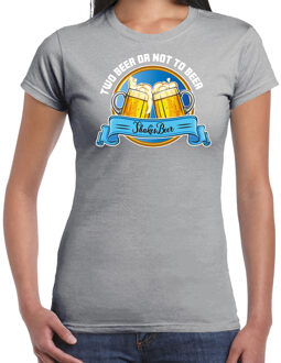 Bellatio Decorations Apres ski t-shirt voor dames - two beer or not to beer - grijs - wintersport - bier L