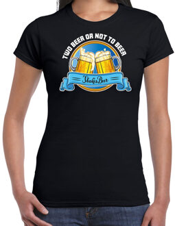Bellatio Decorations Apres ski t-shirt voor dames - two beer or not to beer - zwart - wintersport - bier
