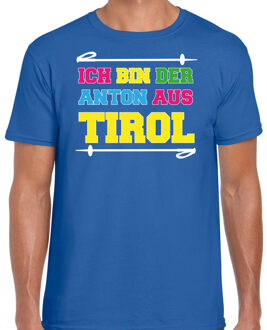 Bellatio Decorations Apres ski t-shirt voor heren - anton aus tirol - blauw - apres ski/wintersport - skien L