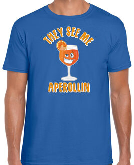 Bellatio Decorations Apres ski t-shirt voor heren - aperol spritz - blauw - apres ski/wintersport 2XL