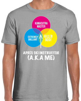 Bellatio Decorations Apres ski t-shirt voor heren - Apres ski instructor - grijs - wintersport - skien/snowboarden S
