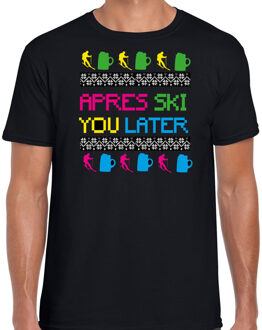 Bellatio Decorations Apres ski t-shirt voor heren - apres ski you later - zwart - kleurrijk - wintersport S