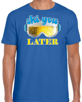 Bellatio Decorations Apres ski t-shirt voor heren - ski you later - blauw - bier/beer - wintersport
