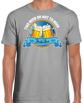 Bellatio Decorations Apres ski t-shirt voor heren - two beer or not to beer - grijs - wintersport - bier 2XL