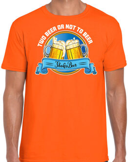 Bellatio Decorations Apres ski t-shirt voor heren - two beer or not to beer - oranje - wintersport - bier L