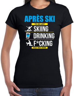 Bellatio Decorations Apres ski t-shirt winterport to do list zwart dames - Wintersport shirt - Foute apres ski outfit