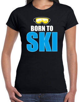 Bellatio Decorations Apres-ski t-shirt wintersport Born to ski zwart voor dames 2XL - Feestshirts