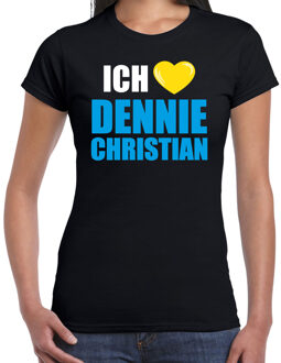 Bellatio Decorations Apres-ski t-shirt wintersport ich liebe Dennie Christian zwart voor dames XS - Feestshirts