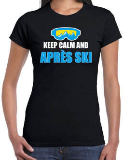 Bellatio Decorations Apres-ski t-shirt wintersport Keep calm zwart voor dames 2XL - Feestshirts