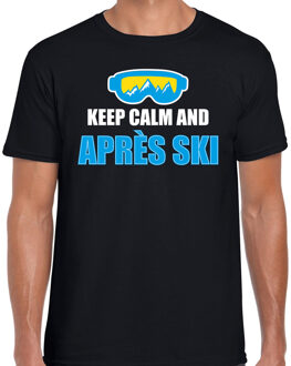 Bellatio Decorations Apres-ski t-shirt wintersport Keep calm zwart voor heren 2XL - Feestshirts