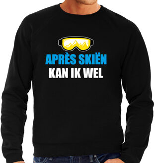Bellatio Decorations Apres ski trui Apres skieen kan ik wel zwart heren - Wintersport sweater - Foute apres ski outfit L
