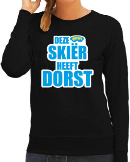 Bellatio Decorations Apres ski trui Deze skieer heeft dorst zwart dames - Wintersport sweater - Foute apres ski outfit L