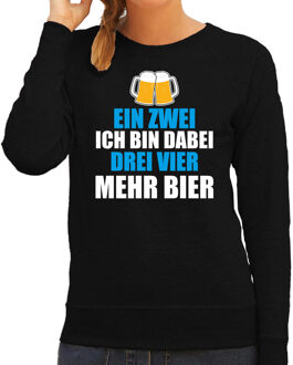 Bellatio Decorations Apres ski trui Ein Zwei Drei Bier zwart dames - Wintersport sweater - Foute apres ski outfit 2XL