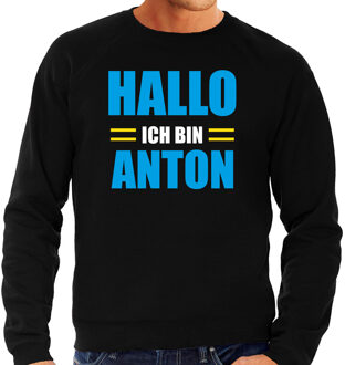 Bellatio Decorations Apres ski trui Hallo ich bin Anton zwart heren - Wintersport sweater - Foute apres ski outfit