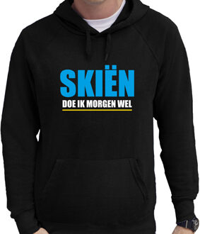 Bellatio Decorations Apres ski trui met capuchon Skien doe ik morgen wel zwart heren - Wintersport hoodie - Foute apres 2XL