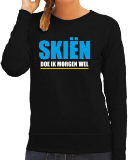 Bellatio Decorations Apres ski trui Skien doe ik morgen wel zwart dames - Wintersport sweater - Foute apres ski outfit