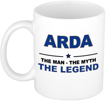 Bellatio Decorations Arda cadeau mok - man myth legend - naam koffiemok / beker - wit en blauw - 300 ml Donkerblauw