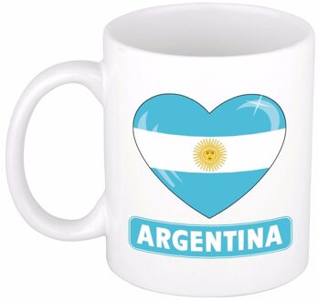 Bellatio Decorations Argentijnse vlag hartje theebeker 300 ml Multi