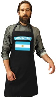 Bellatio Decorations Argentijnse vlag keukenschort/ barbecueschort zwart heren en dames - Argentinie schort